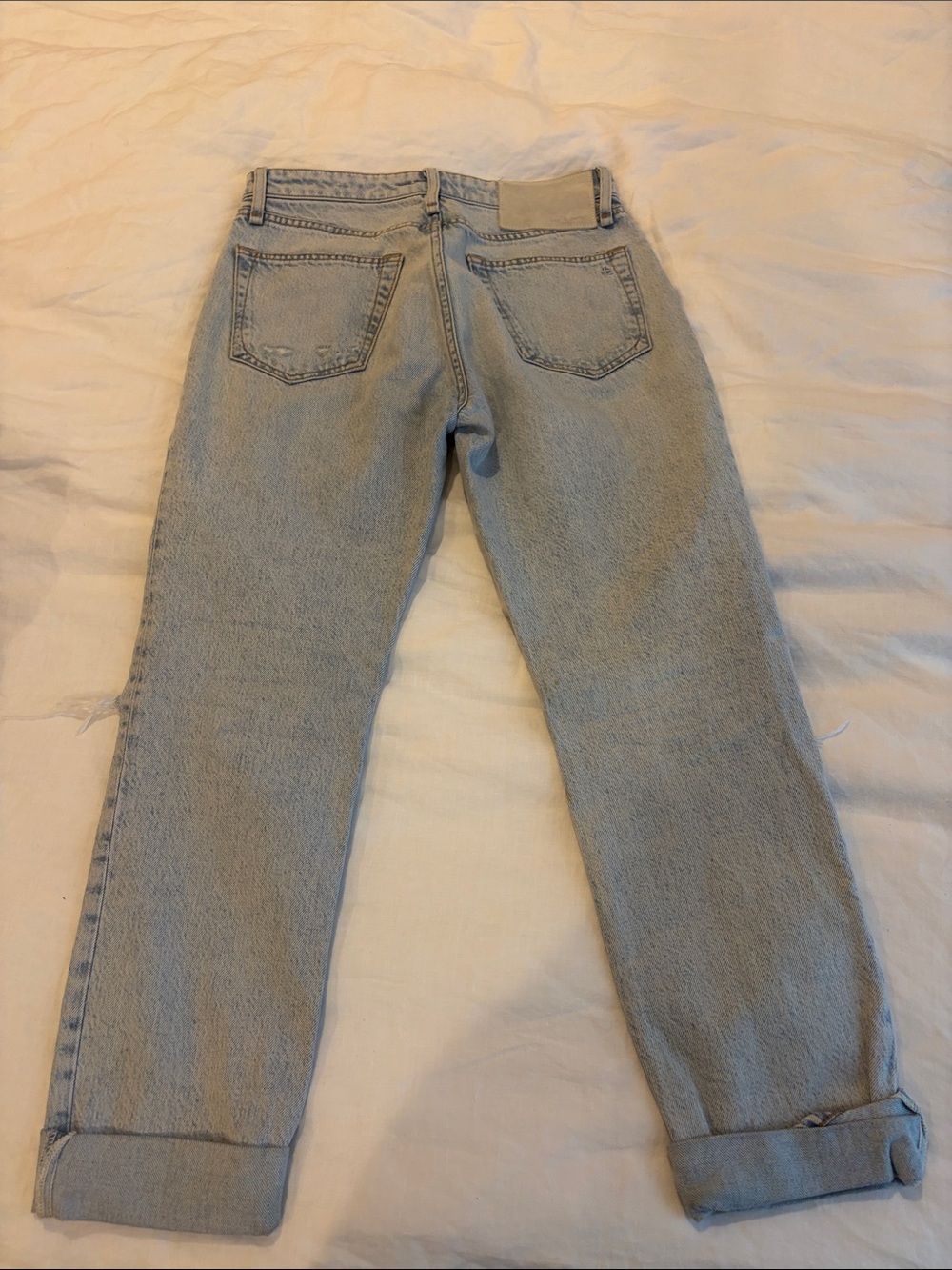 rag & bone Light Blue Straight Ripped Jeans - Picture 4 of 6